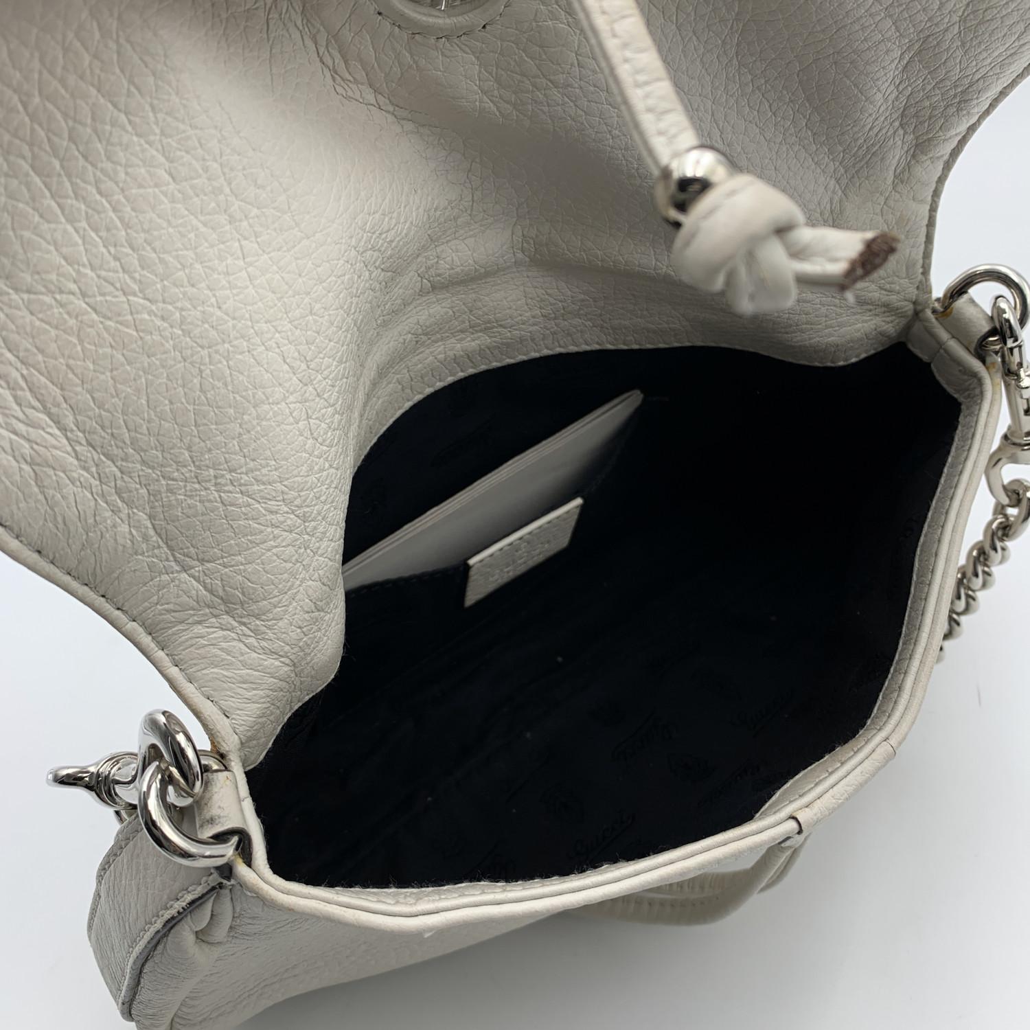Gucci White Leather Bamboo Croisette Handbag Small Shoulder Bag 3