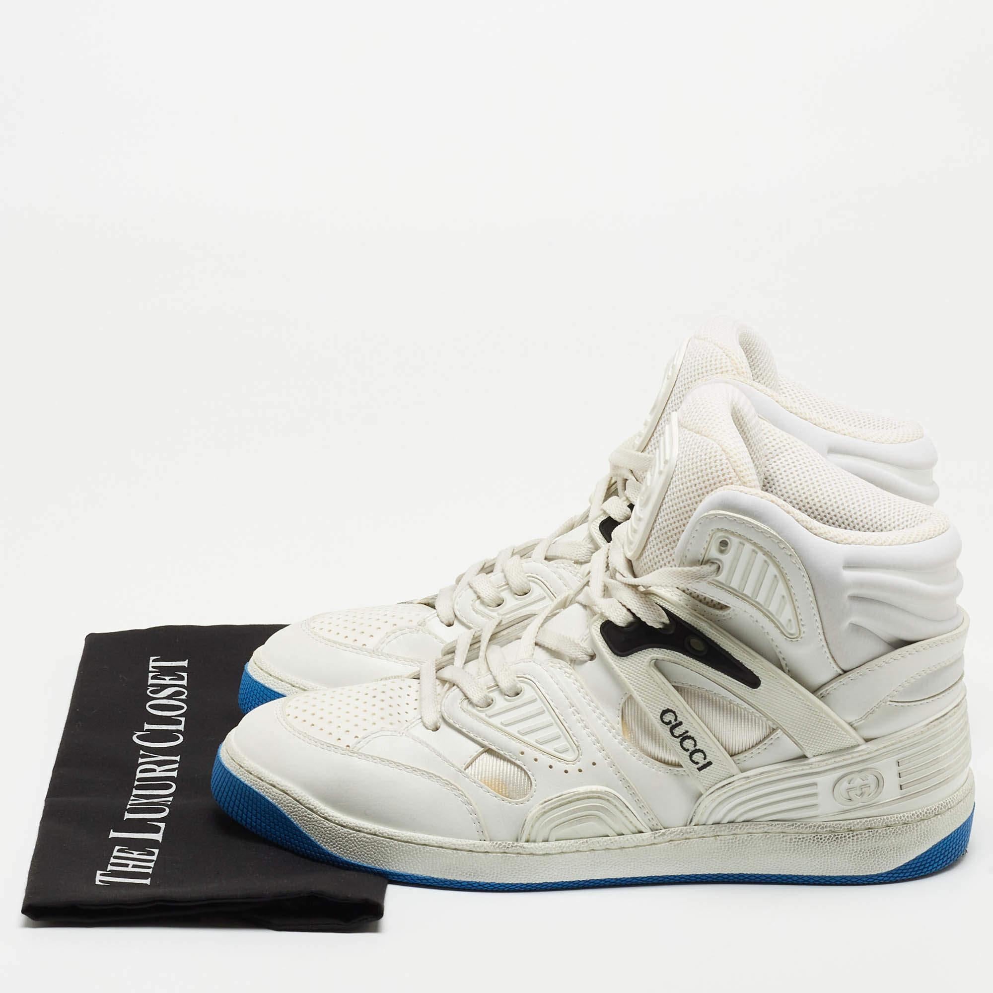 Gucci White Leather Basketball High Top Sneakers  For Sale 4