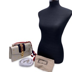 Gucci White Leather Bee and Stars Small Sylvie Web Bag