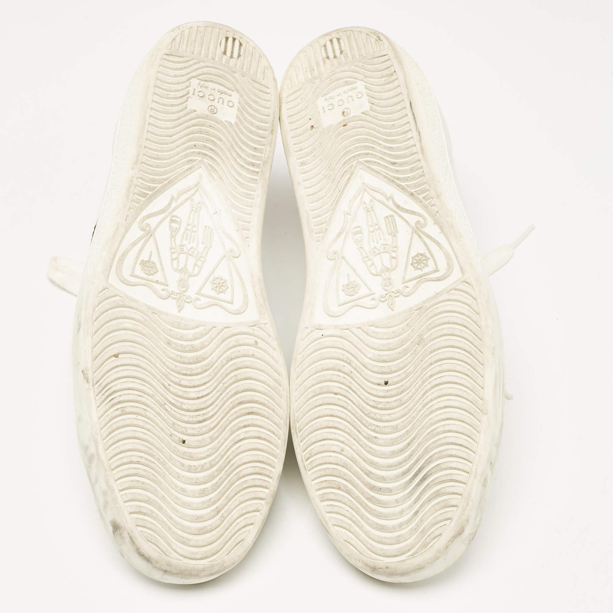 Gucci White Leather Bee Embroidered Ace Low Top Sneakers Size 37.5 2