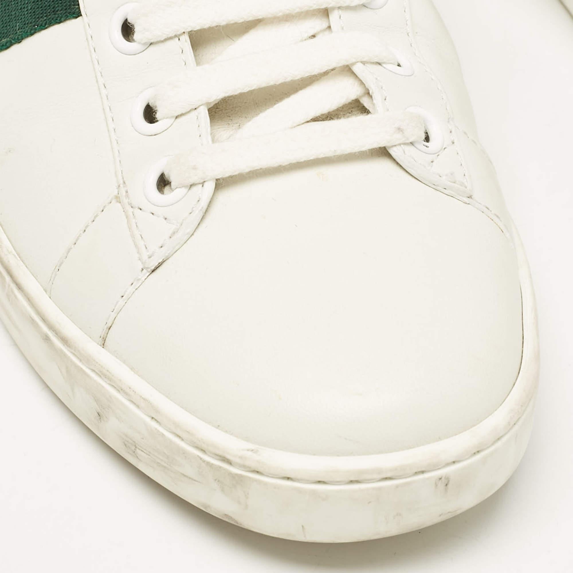 Gucci White Leather Bee Embroidered Ace Low Top Sneakers Size 37.5 4