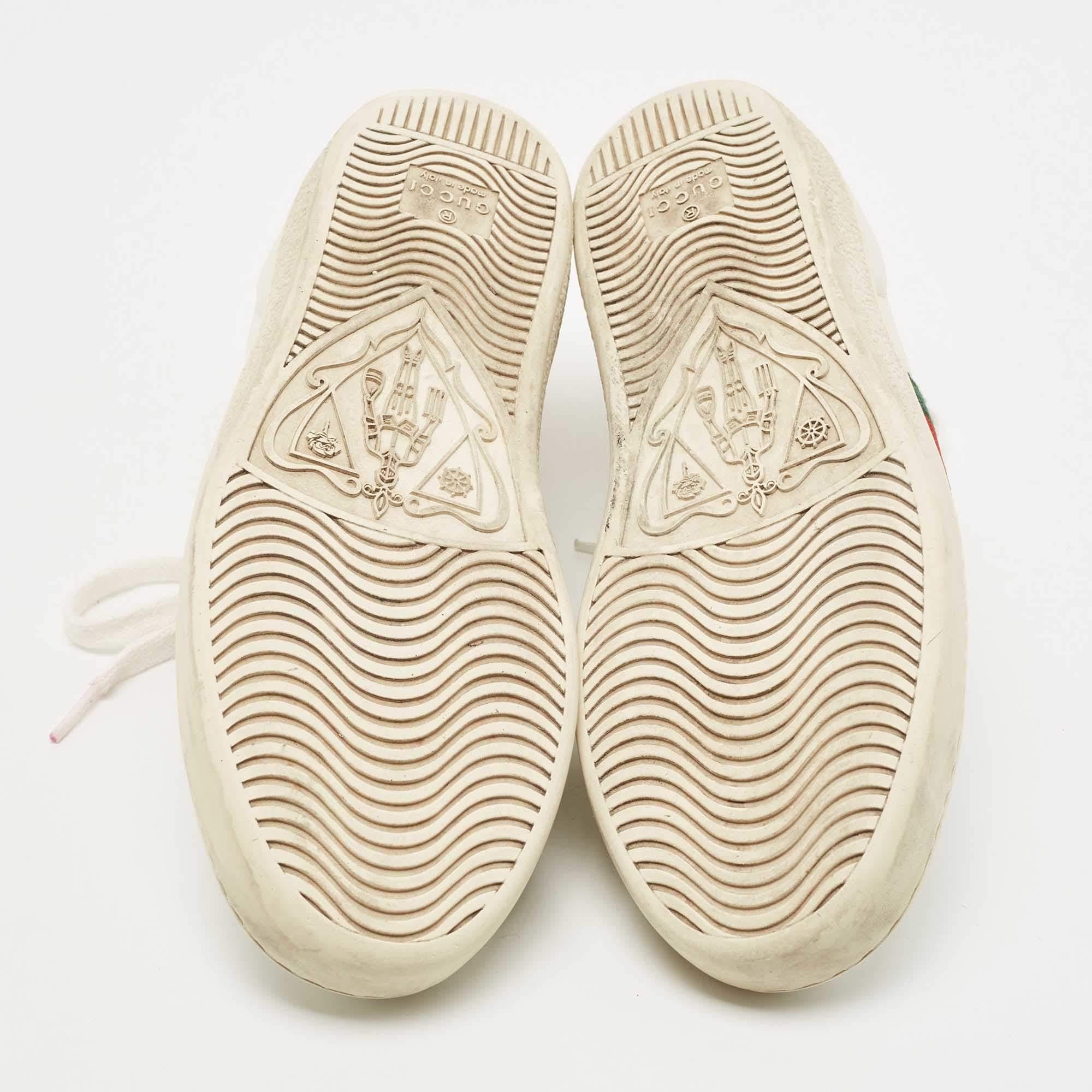 Gucci White Leather Bee Embroidered Ace Sneakers Size 35.5 2