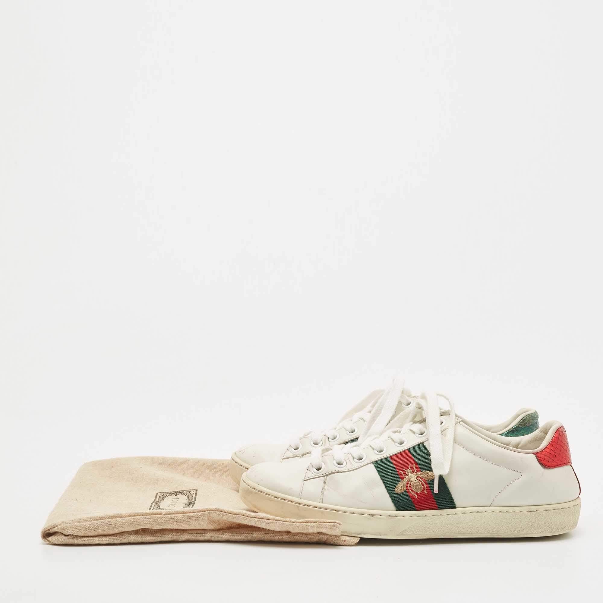Gucci White Leather Bee Embroidered Ace Sneakers Size 35.5 5