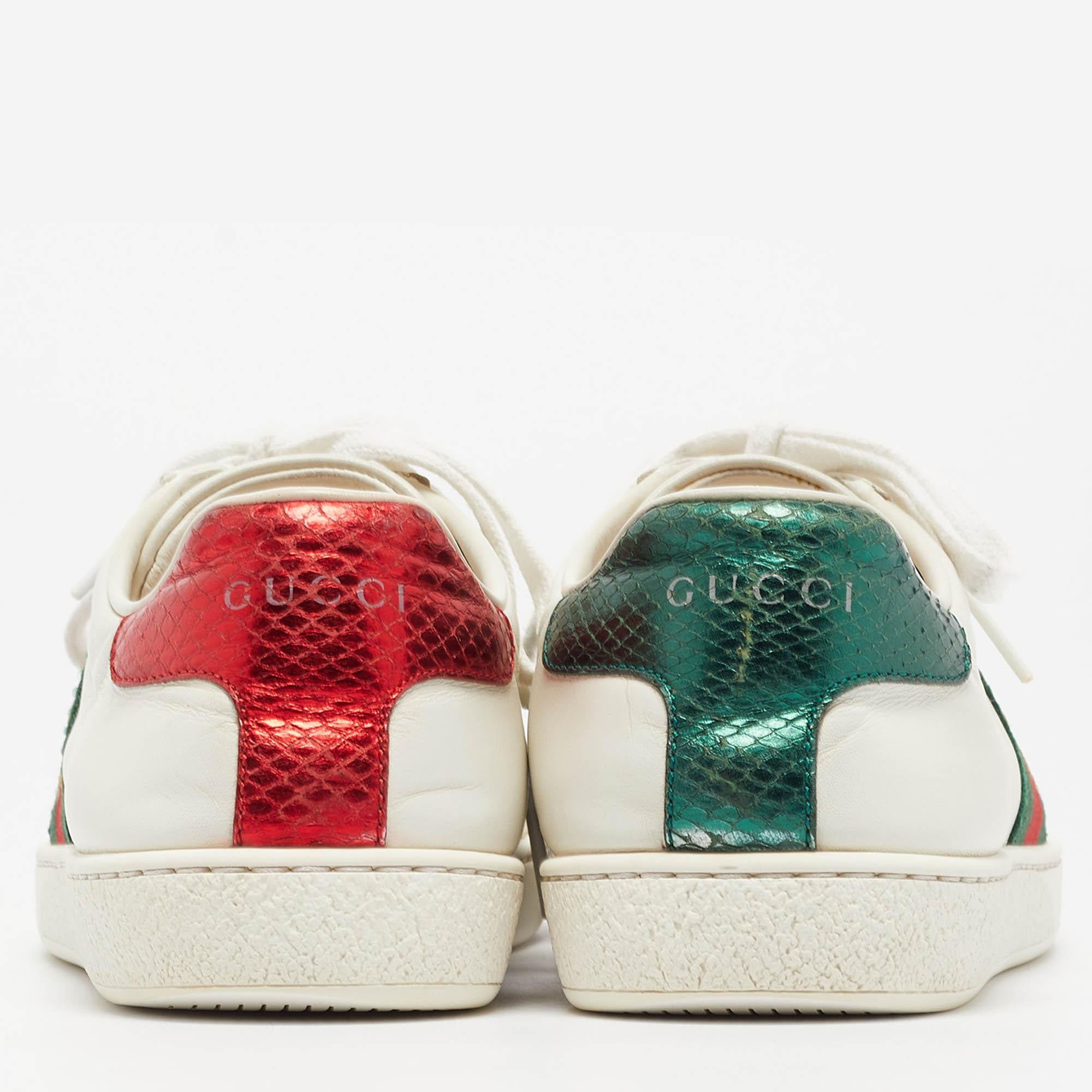 Gucci White Leather Bee Embroidered Ace Sneakers Size 37 1
