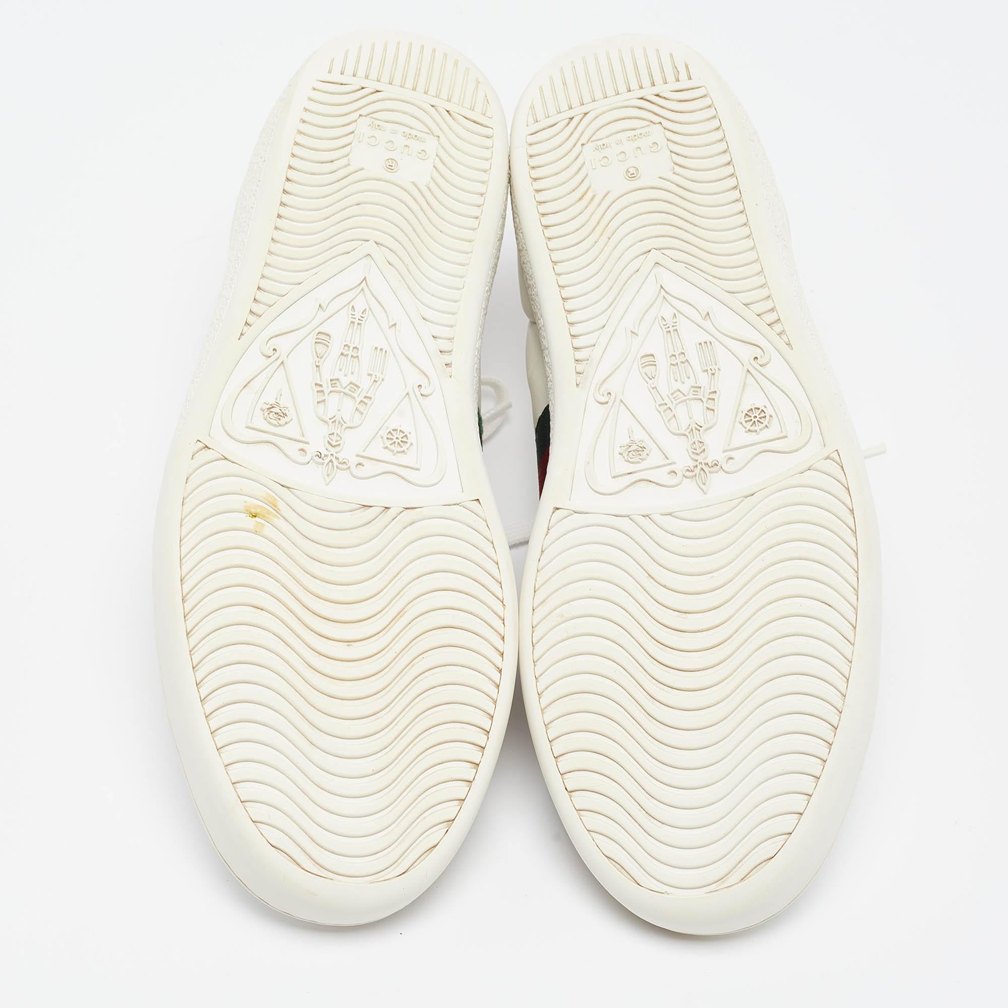 Gucci White Leather Bee Embroidered Ace Sneakers Size 37 2