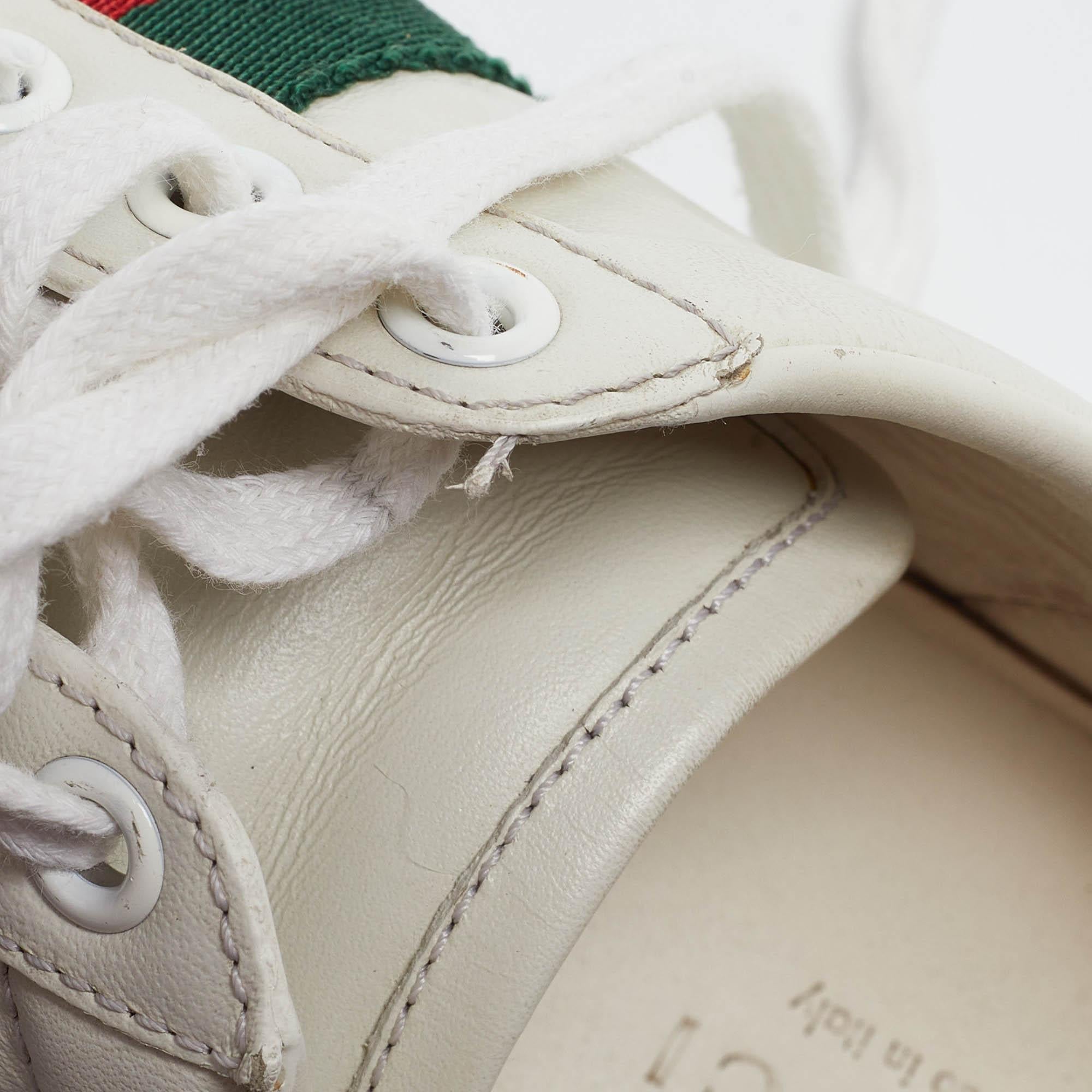 Gucci White Leather Bee Embroidered Ace Sneakers Size 37 5