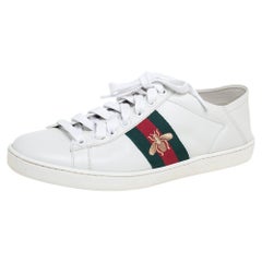 Gucci White Leather Bee Web Ace Sneakers Size 37.5