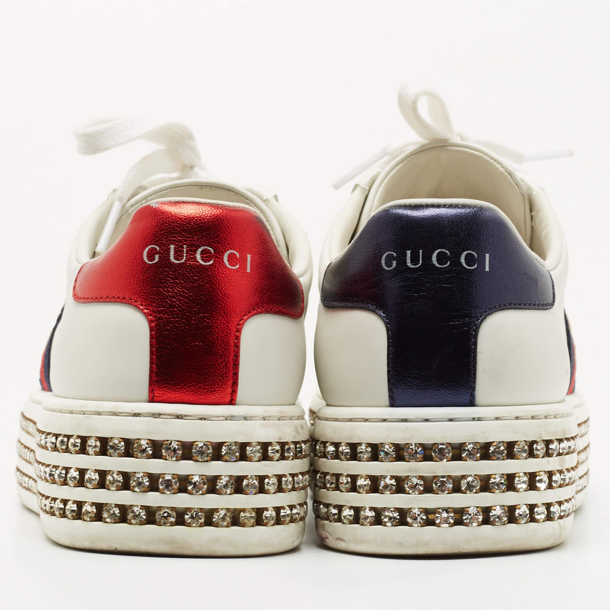 gucci crystal sneakers white