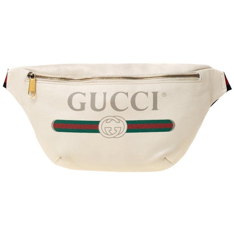 Gucci White Leather Belt Bag
