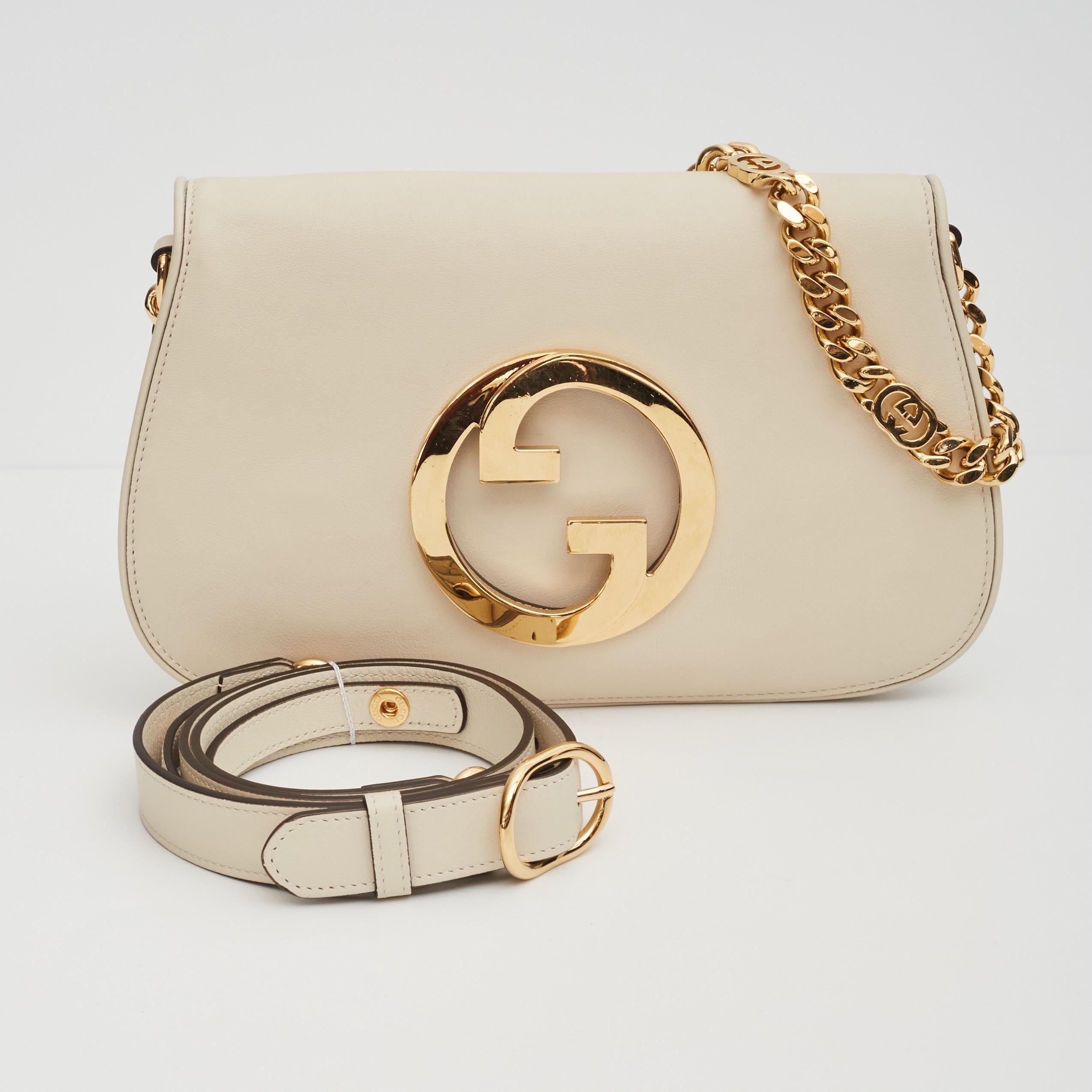 Gucci White Leather Blondie Shoulder Bag (699268) For Sale 8