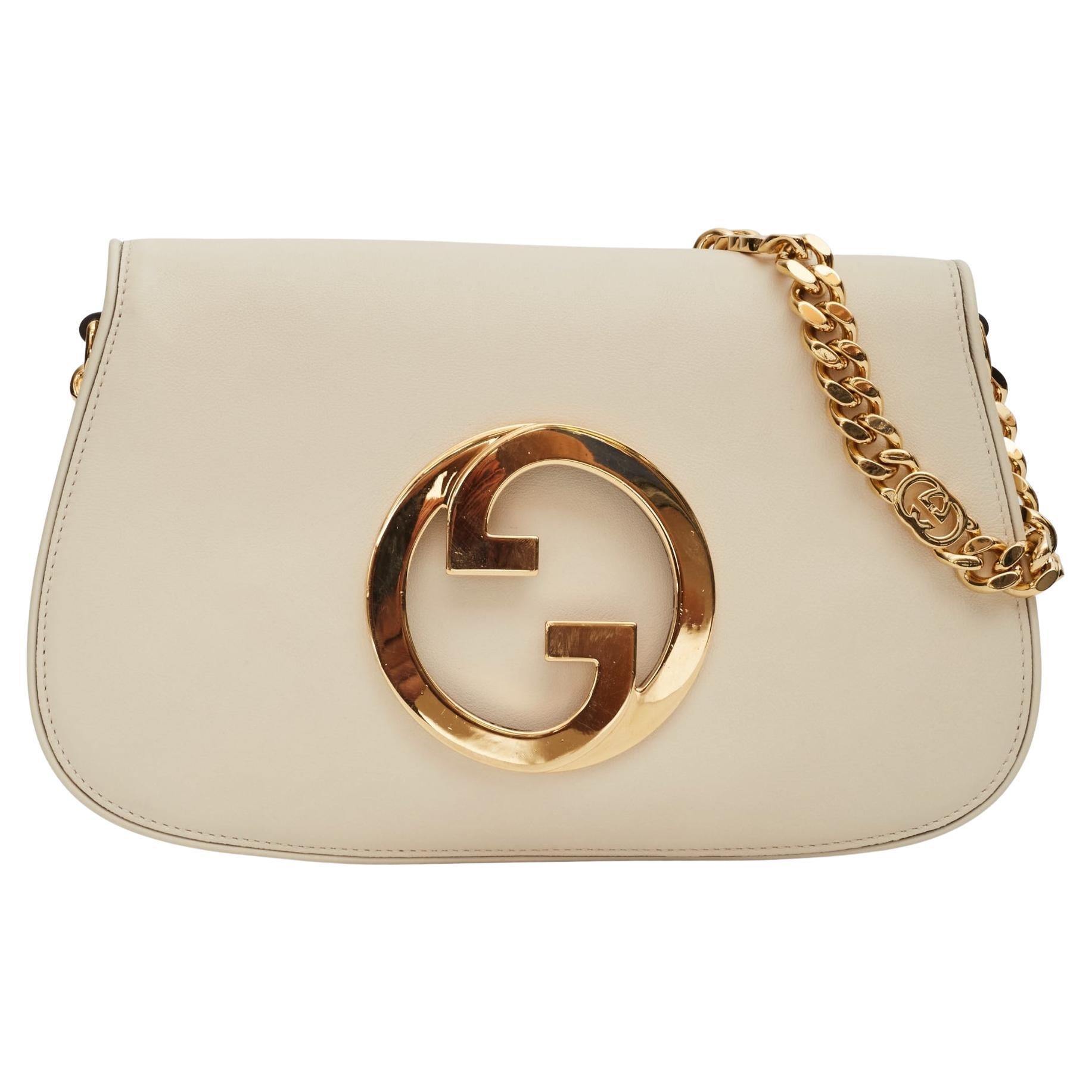 Gucci White Leather Blondie Shoulder Bag (699268) For Sale