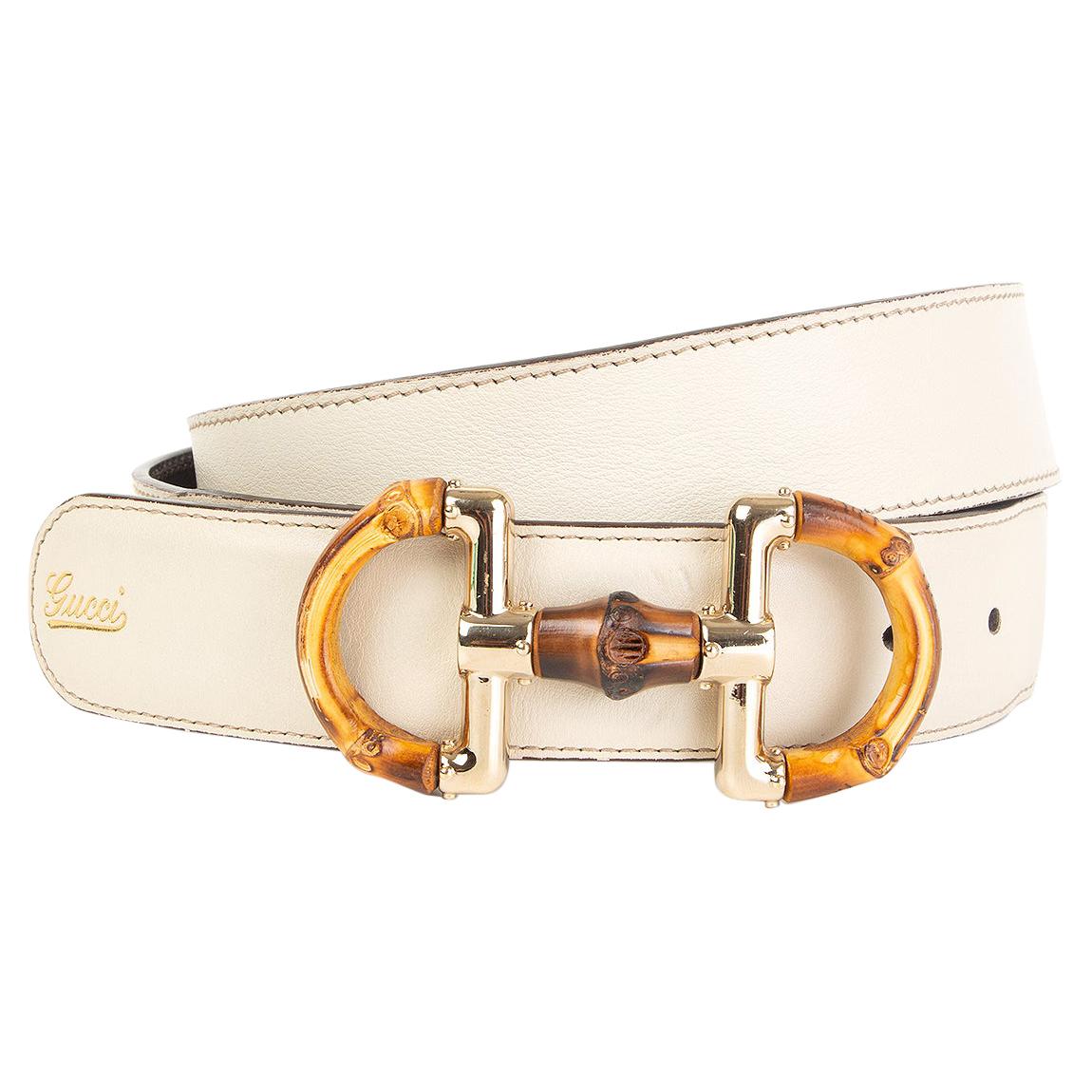 GUCCI white leather BMABOO BUCKLE Belt 85