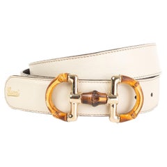 GUCCI white leather BMABOO BUCKLE Belt 85