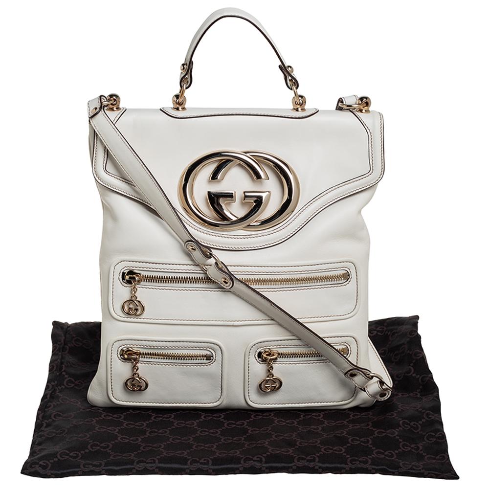 Gucci White Leather Britt Messenger Bag 7