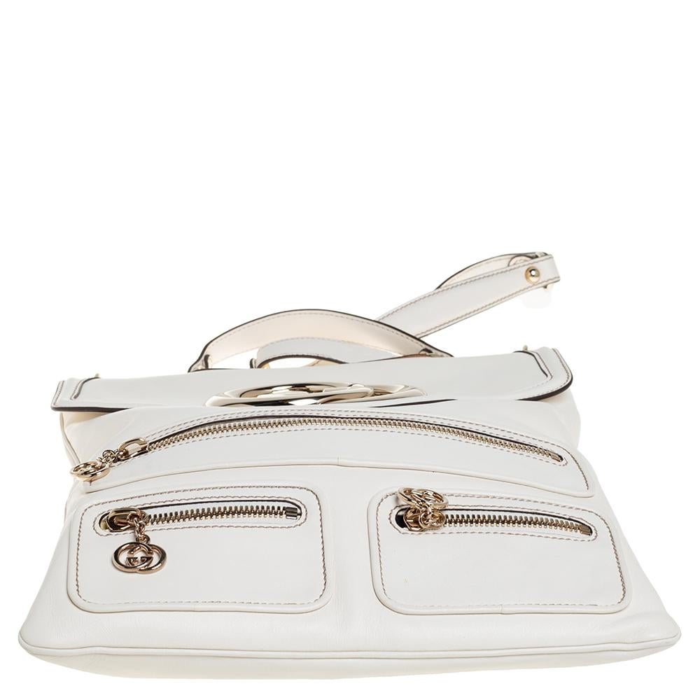 Women's Gucci White Leather Britt Messenger Bag