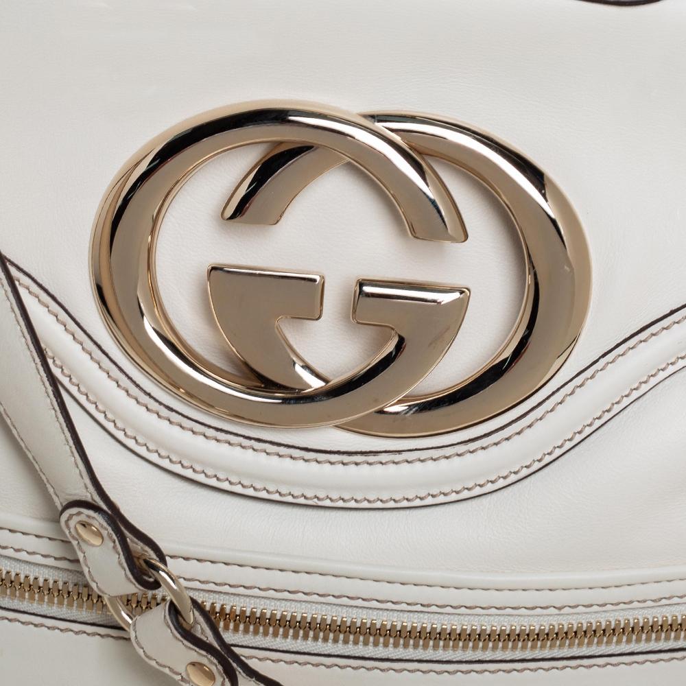 Gucci White Leather Britt Messenger Bag 3