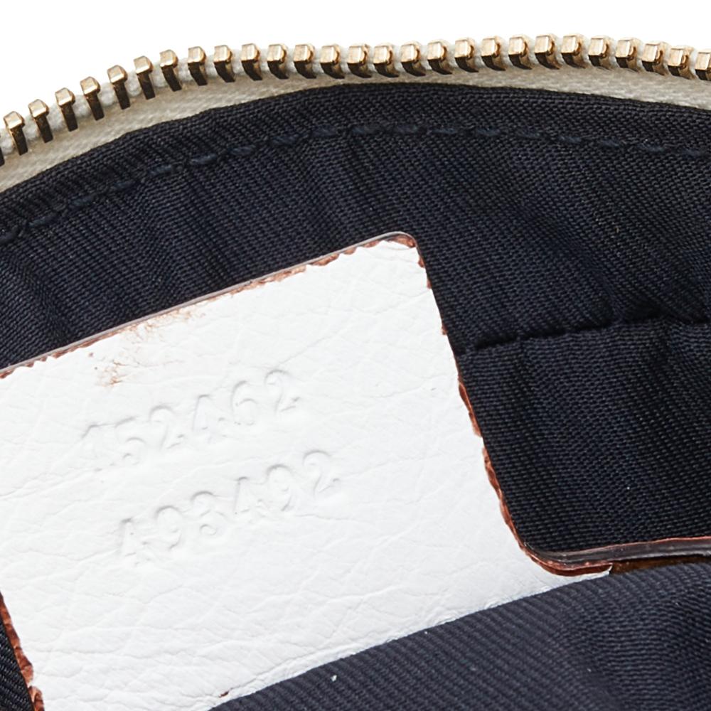 Gray Gucci White Leather Capri Bowler Bag