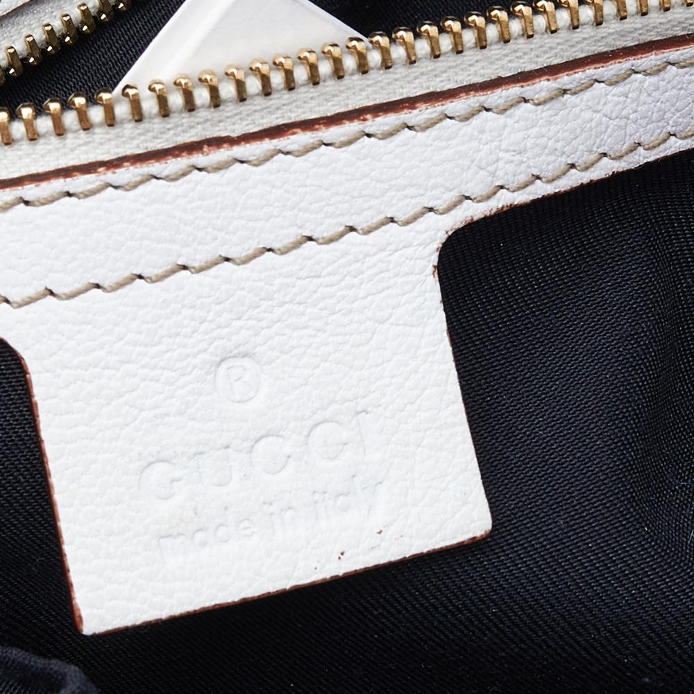 Gucci White Leather Capri Bowler Bag In Good Condition In Dubai, Al Qouz 2