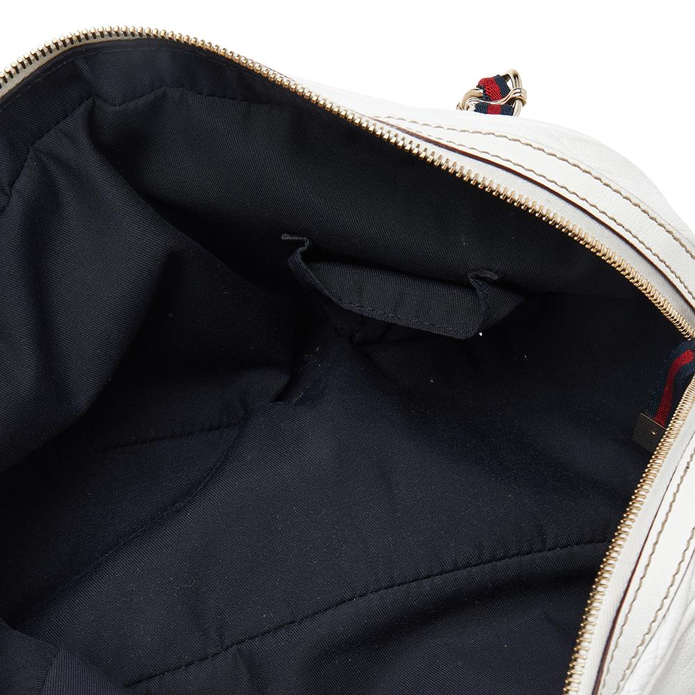 Women's Gucci White Leather Capri Bowler Bag