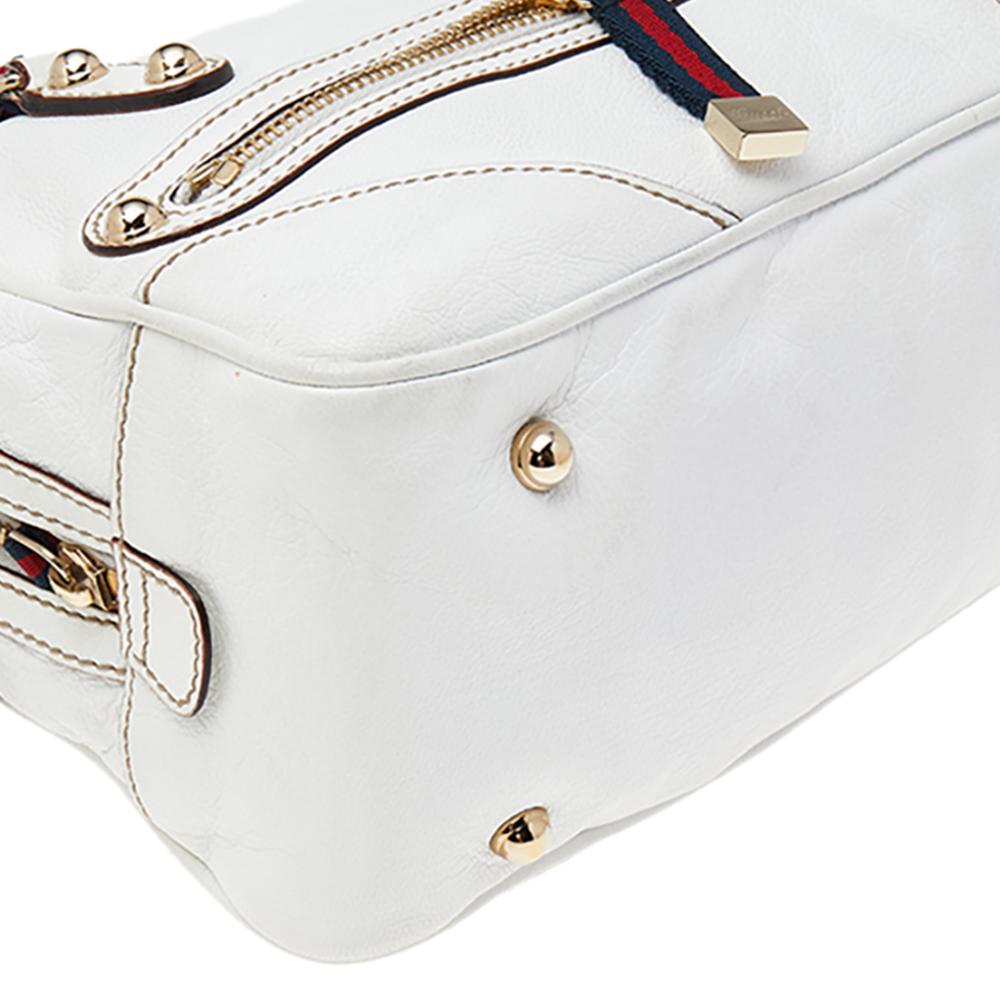 Gucci White Leather Capri Bowler Bag 1