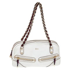 Gucci White Leather Capri Bowler Bag