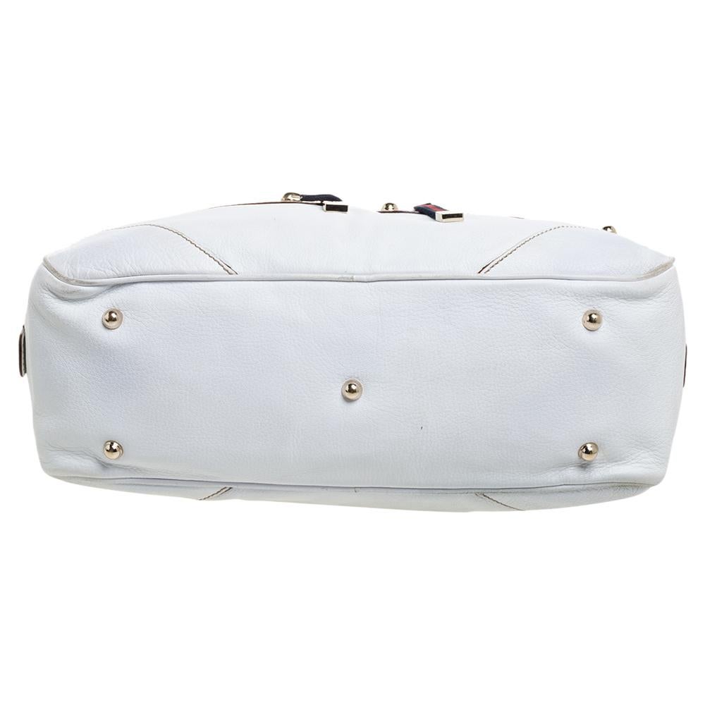 Women's Gucci White Leather Capri Chain Satchel