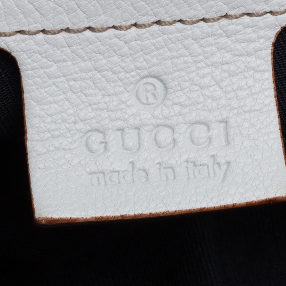 Gucci White Leather Capri Chain Satchel In Good Condition In Dubai, Al Qouz 2