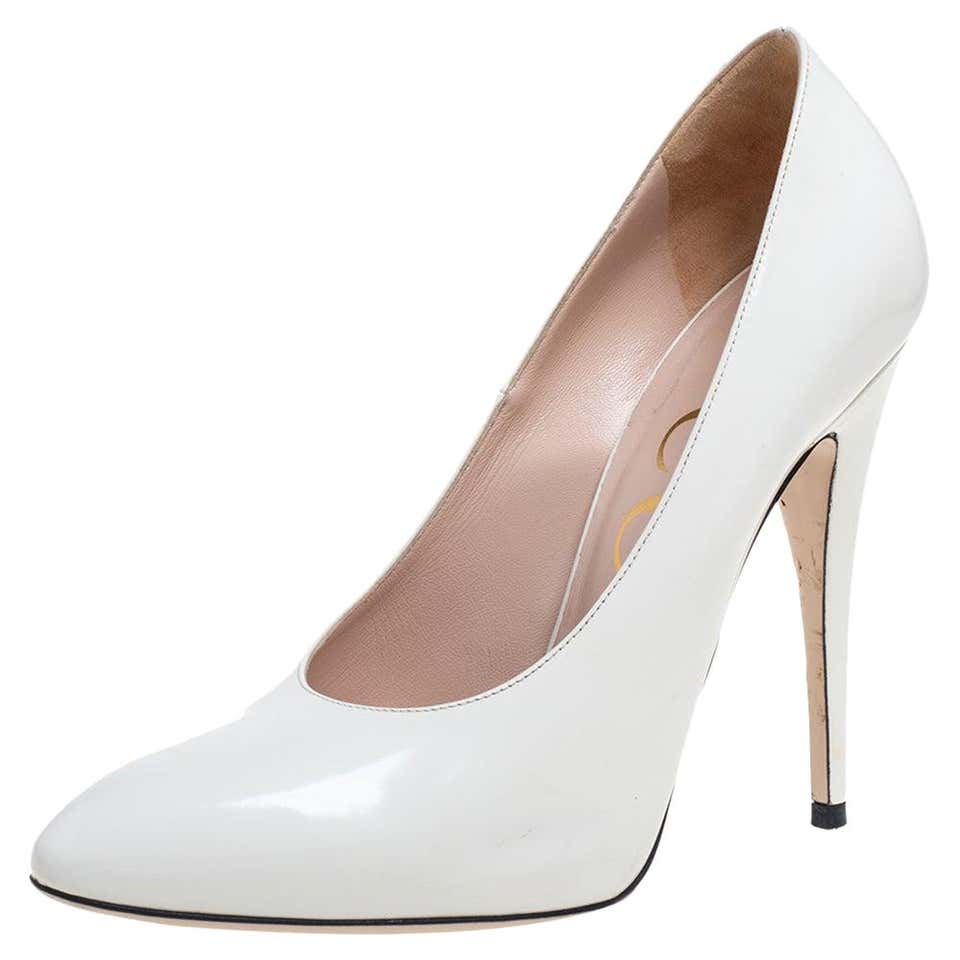 Gucci White Leather Elaisa Pumps Size 38 at 1stDibs