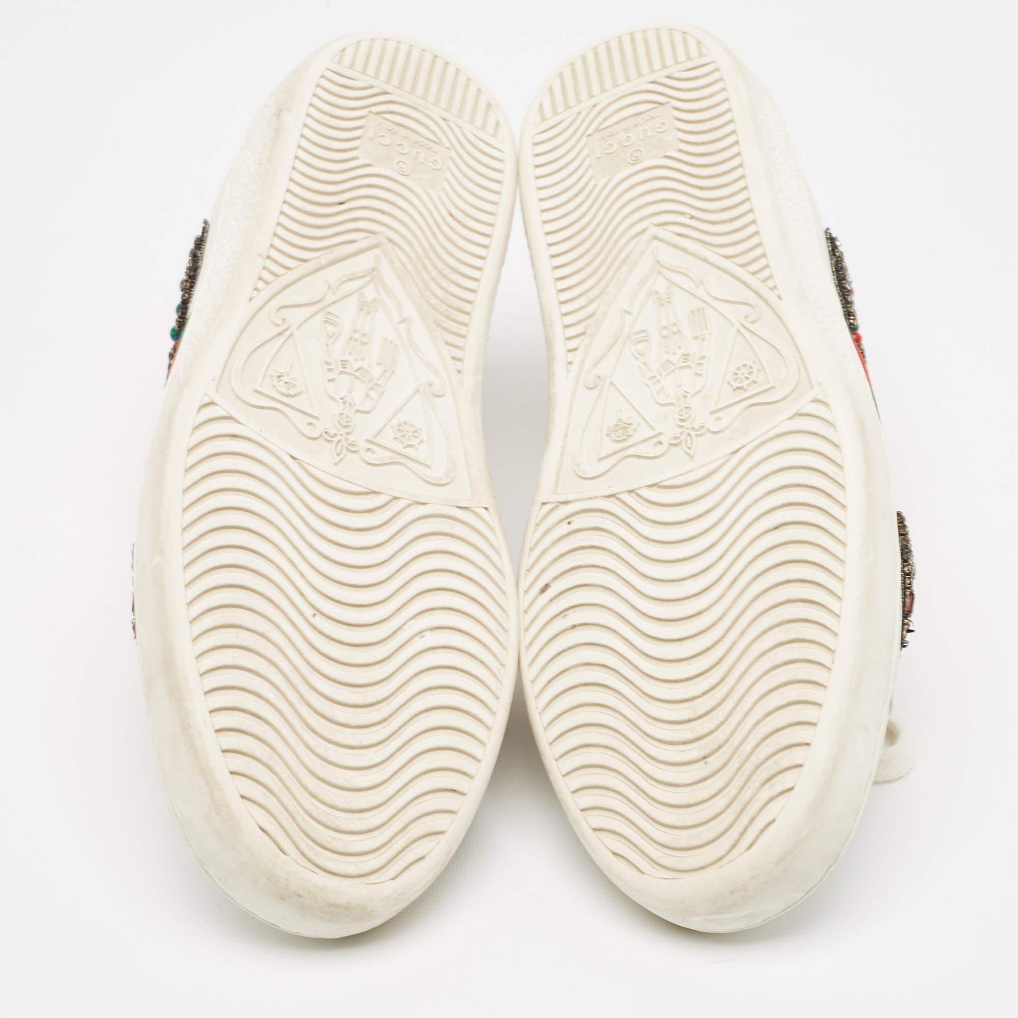 Gucci White Leather Embellished Arrow Ace Sneakers Size 36 2