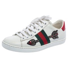 Gucci White Leather Embellished Arrow Applique Ace Sneakers Size 36.5