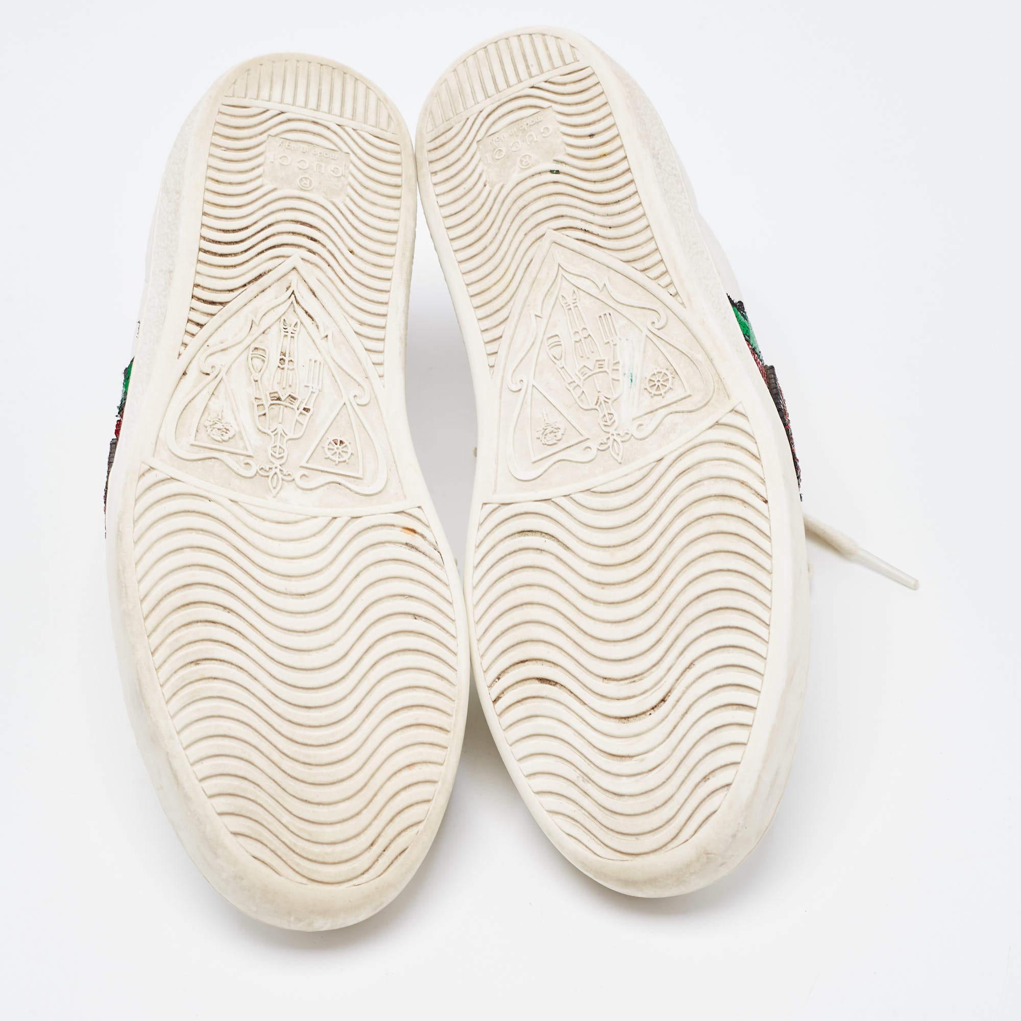 Women's Gucci White Leather Embellished Lip Ace Sneakers Size 36 For Sale