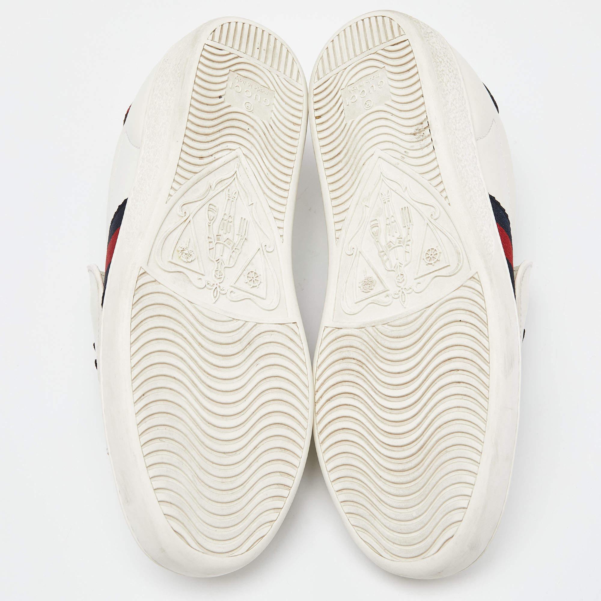 Gucci White Leather Embellished Pineapple Strap Ace Sneakers Size 35 For Sale 3