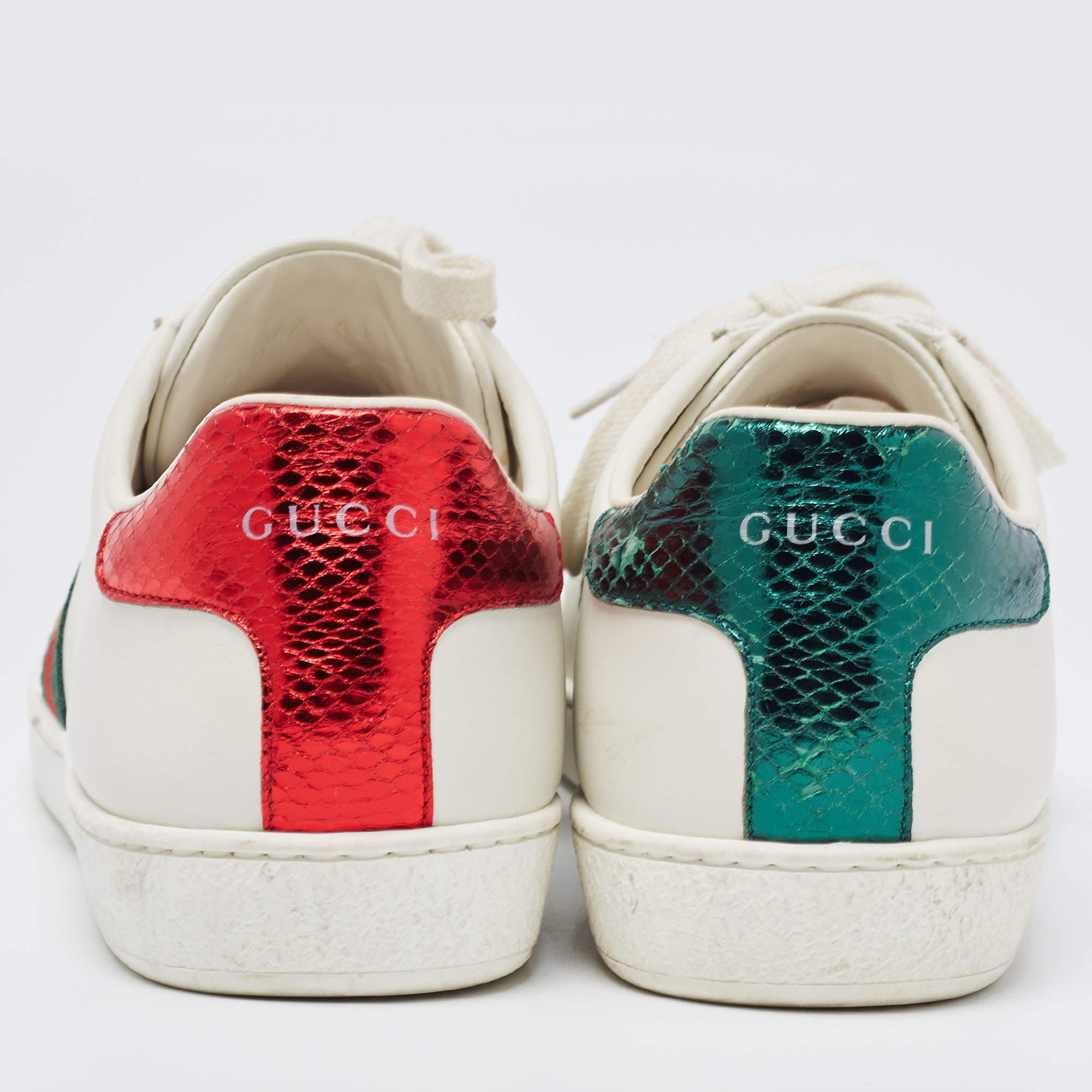 These sneakers from Gucci represent the idea of comfortable fashion. They are crafted from high-quality materials and designed with nothing but style. A perfect fit for all casual occasions, these sneakers will spruce up any look effortlessly.

