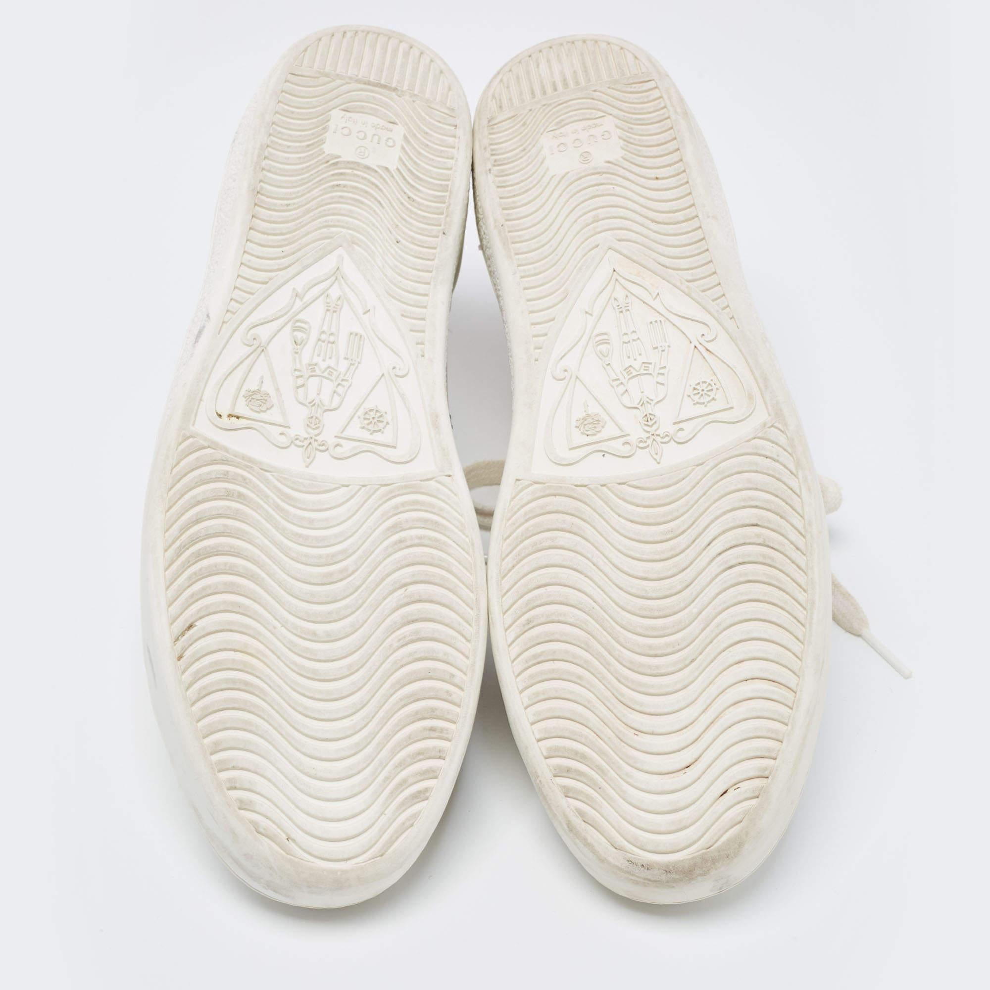 Gucci White Leather Embroidered Bee Ace Sneakers 4