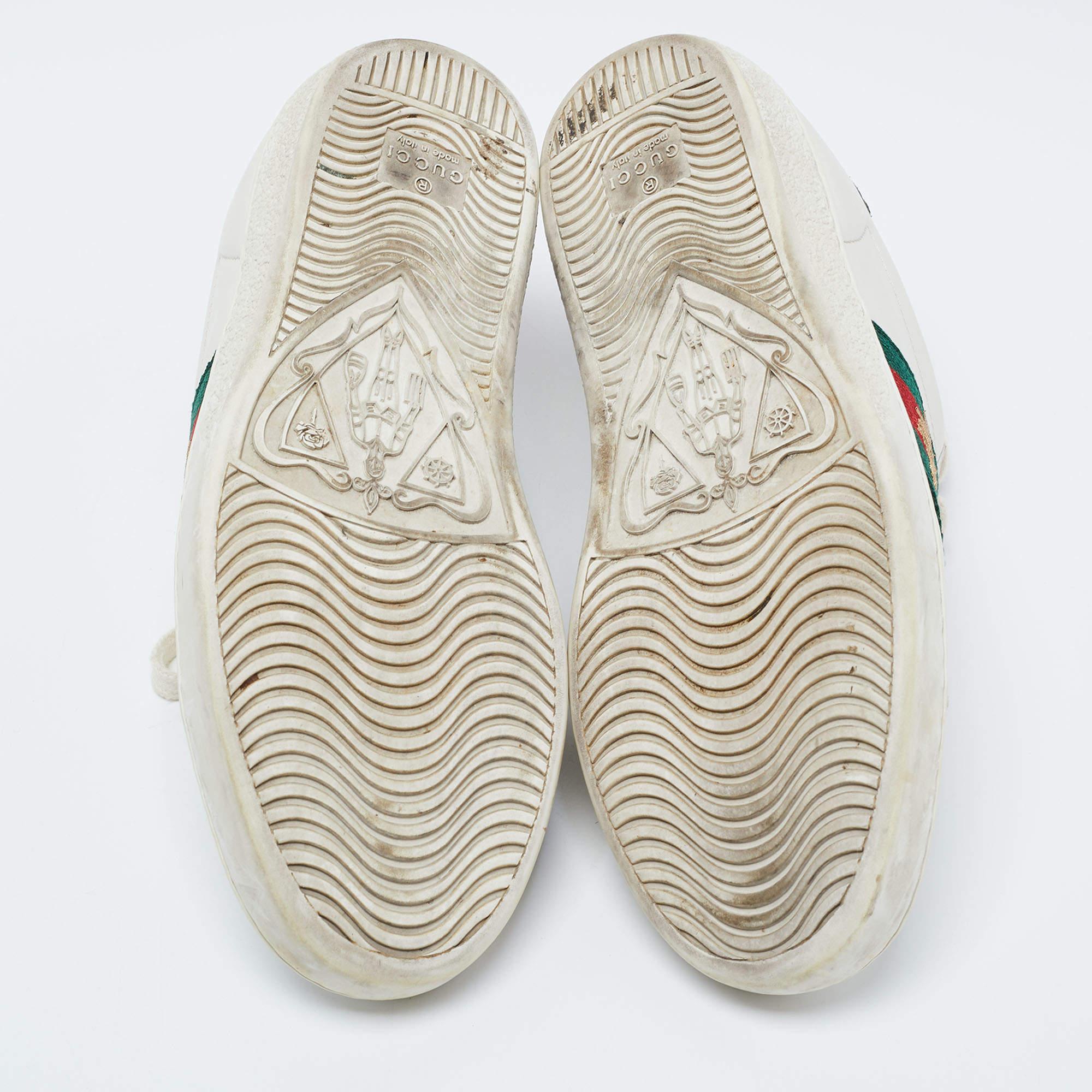 Gucci White Leather Embroidered Bee Ace Sneakers Size 36 6