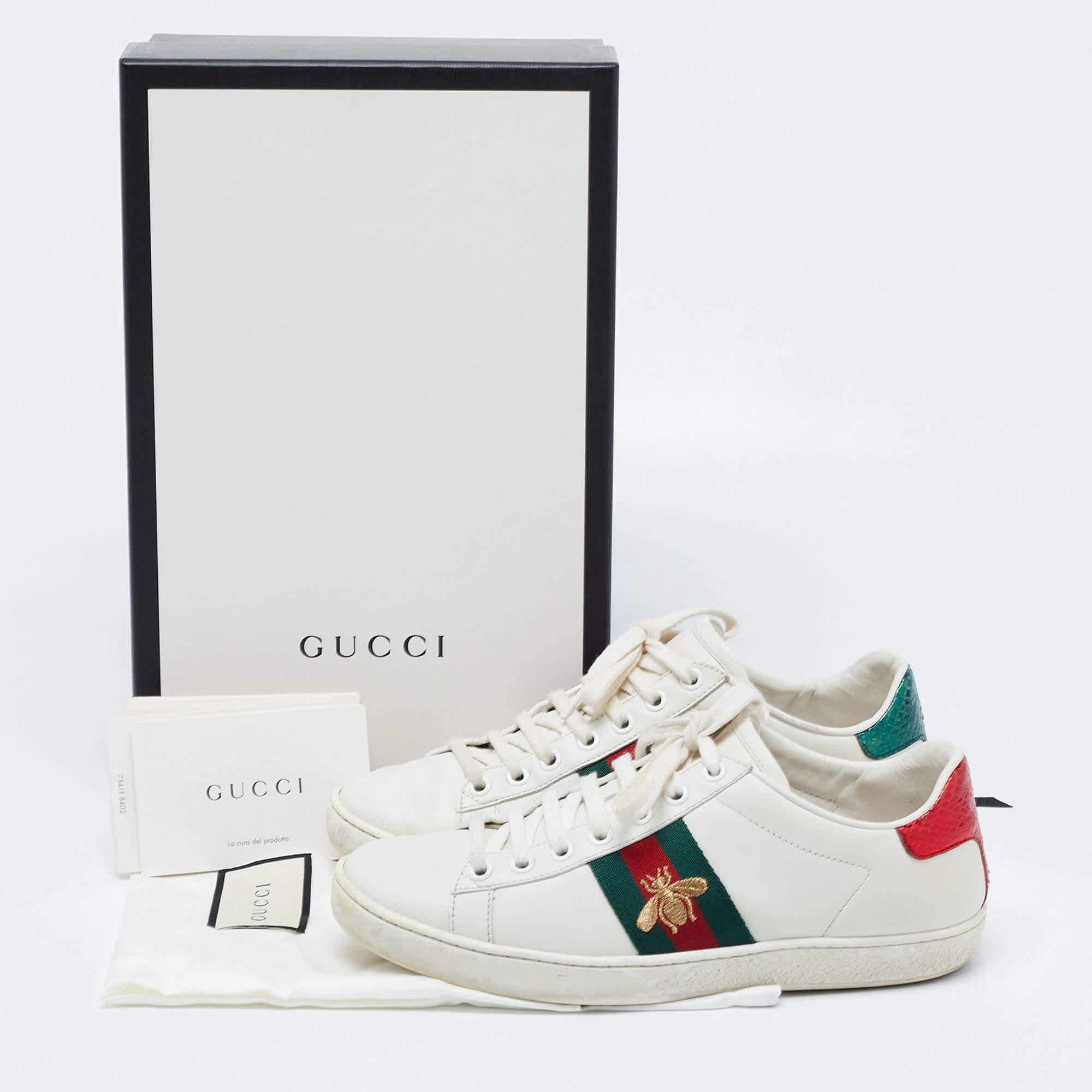 Gucci White Leather Embroidered Bee Ace Sneakers Size 36 7