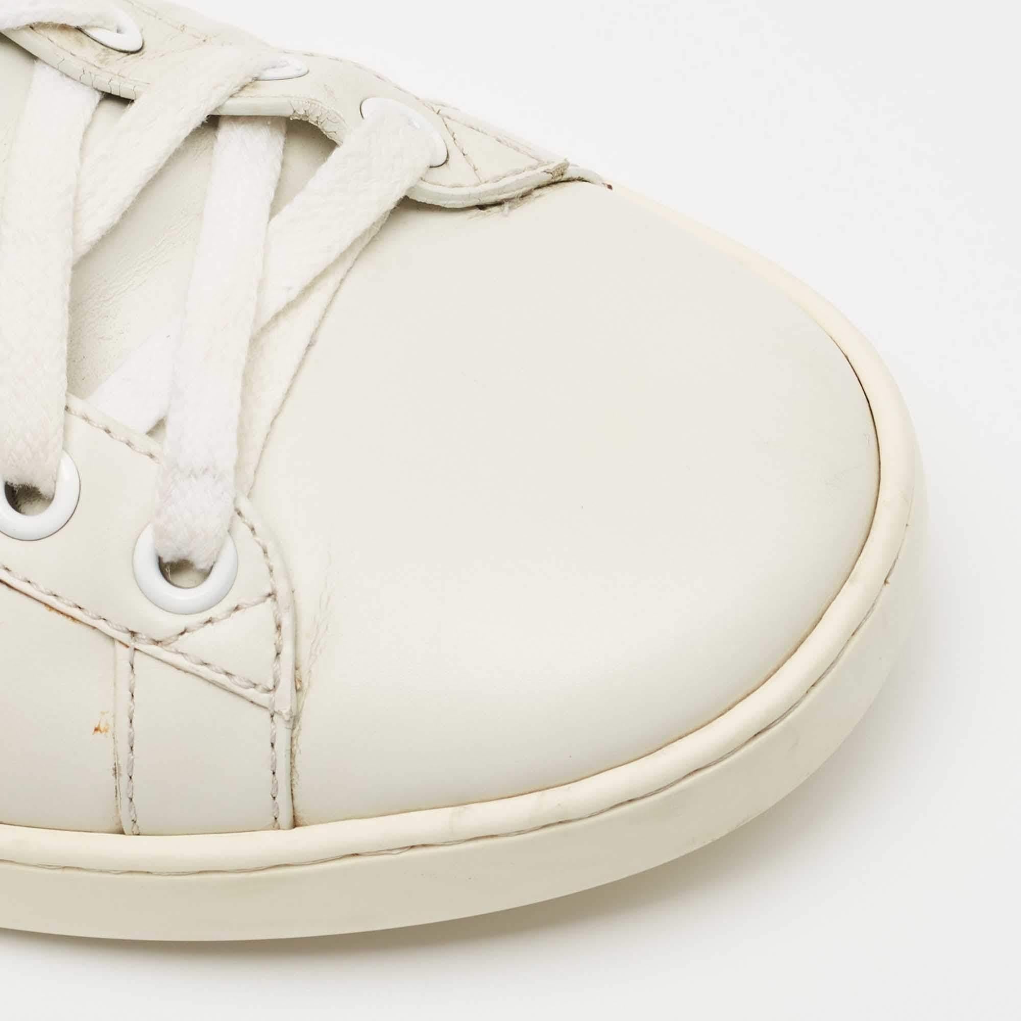Gucci White Leather Embroidered Bee Ace Sneakers Size 37.5 For Sale 3