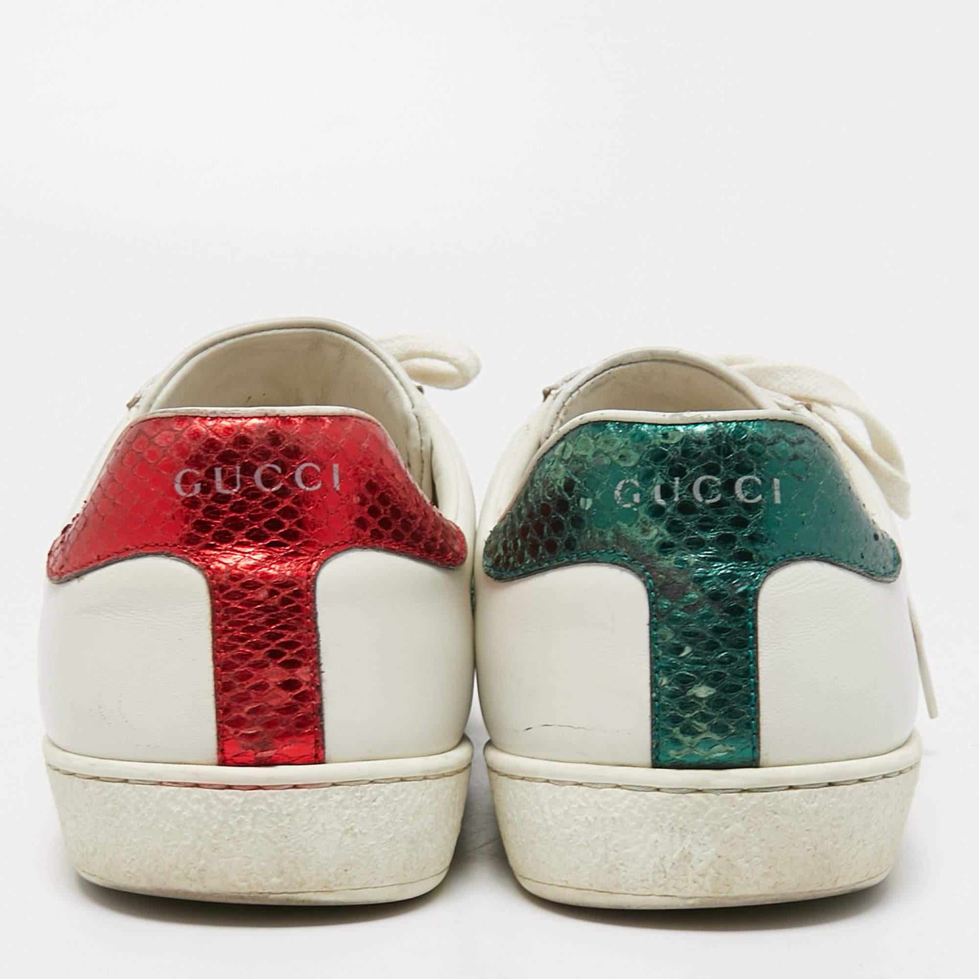 Gucci White Leather Embroidered Bee Ace Sneakers Size 42.5 2