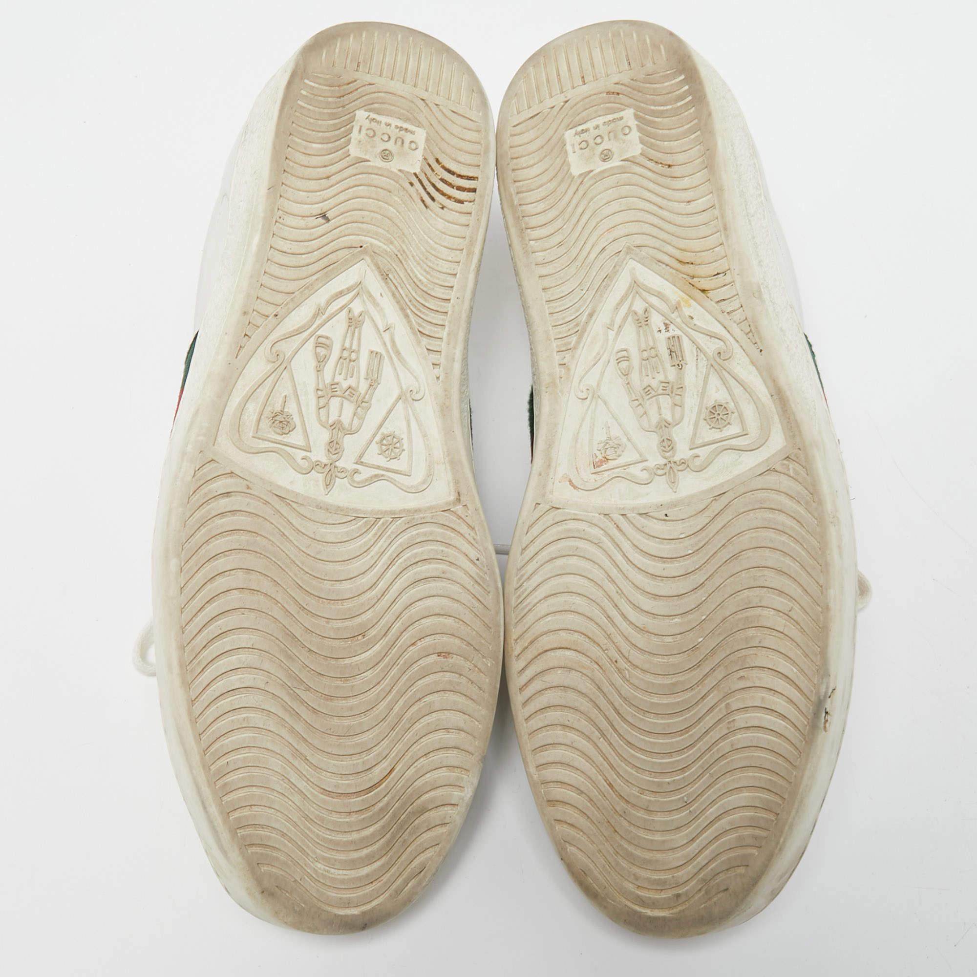 Gucci White Leather Embroidered Bee Ace Sneakers Size 42.5 3