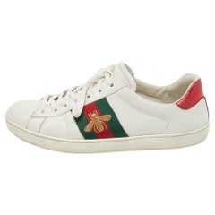 Gucci White Leather Embroidered Bee Ace Sneakers Size 42.5