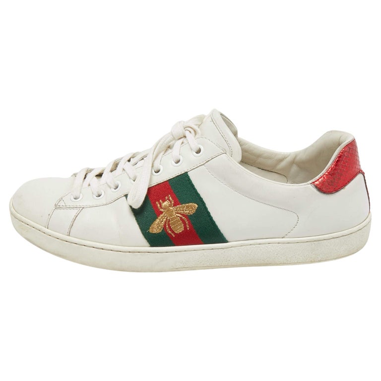 GUCCI New Ace Lamb Fur Lace Up Sneakers White-US