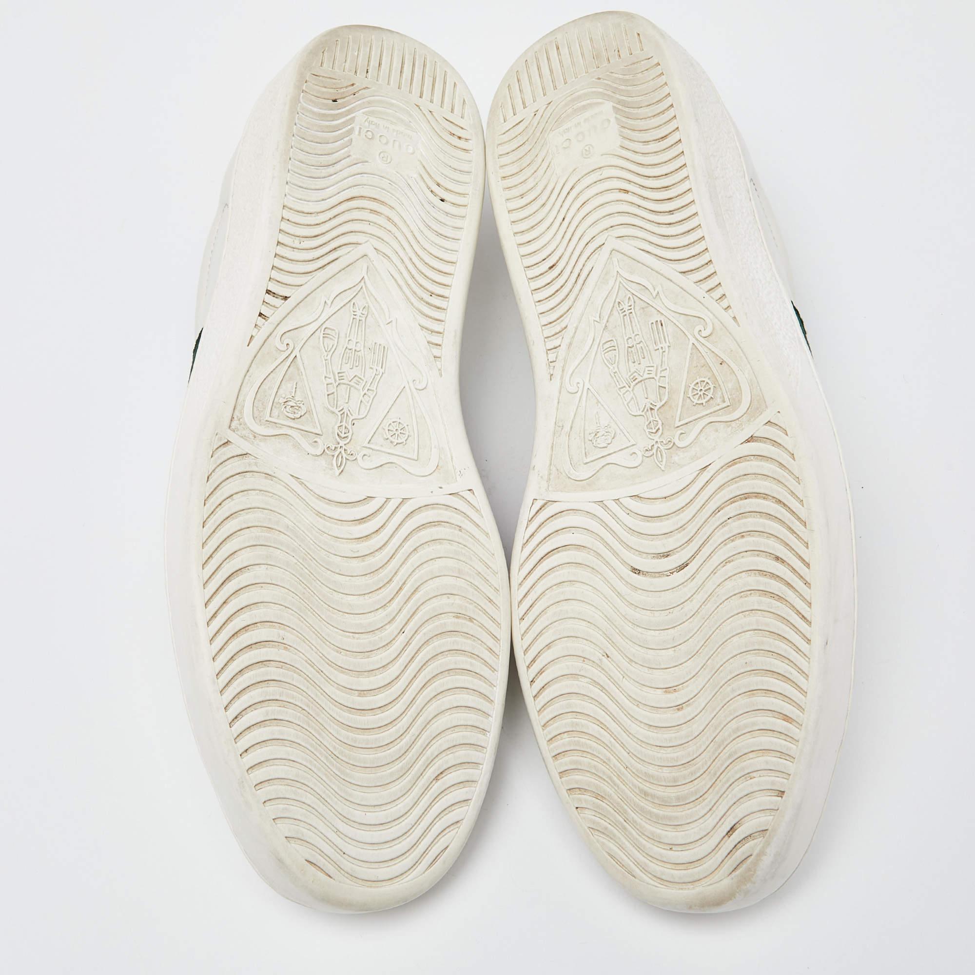 Gucci White Leather Embroidered Bee Web Ace Low-Top Sneakers  4