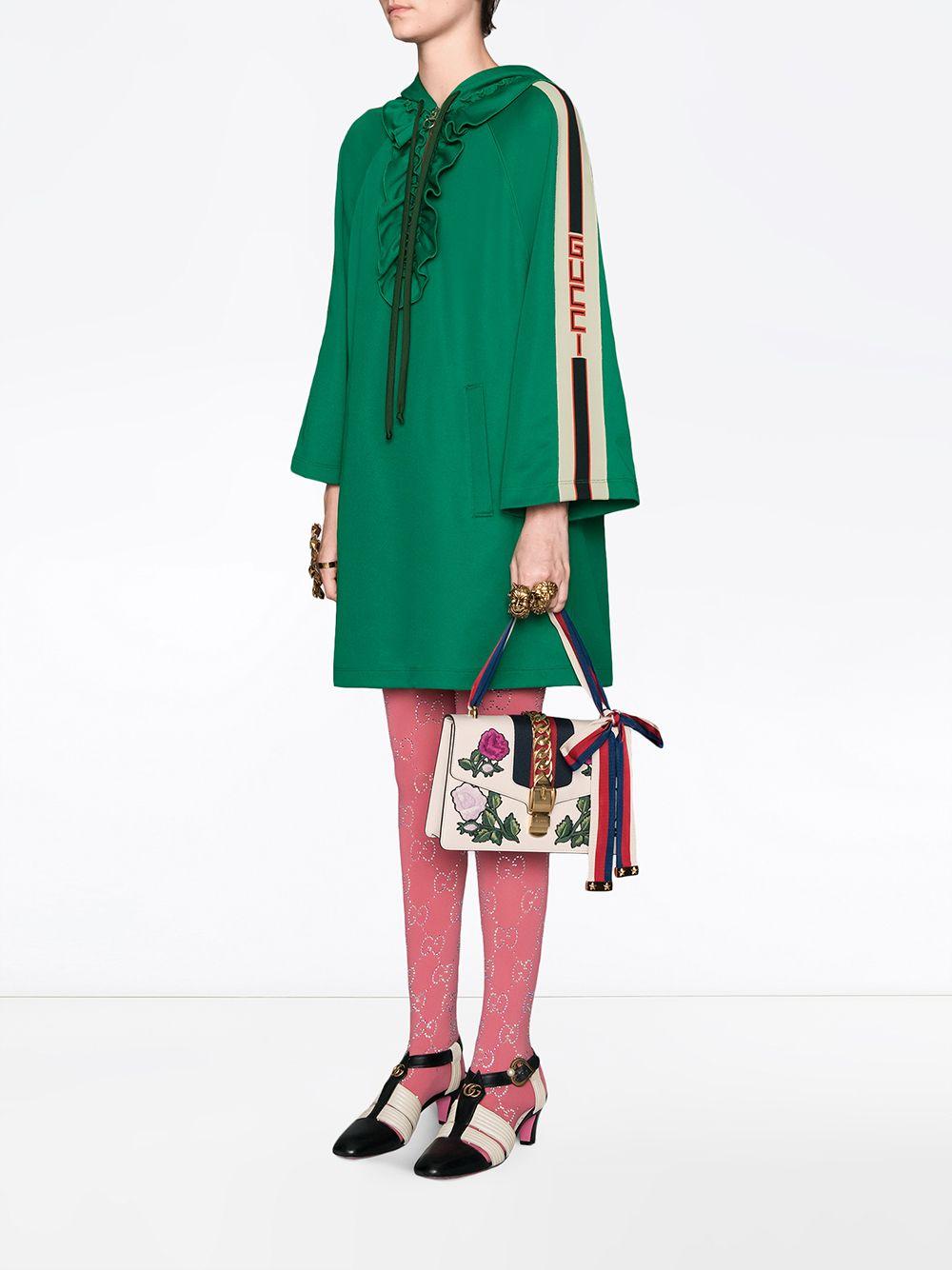 Gucci White Leather Embroidered Small Sylvie Shoulder Bag 4