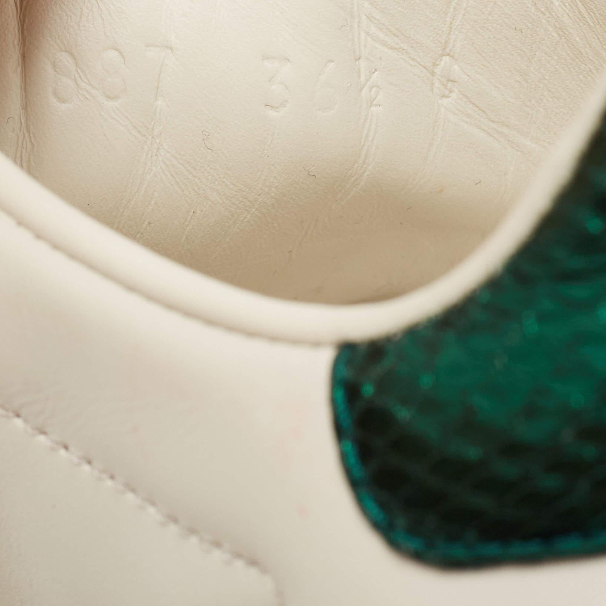 Gucci White Leather Faux Pearl Embellished Ace Sneakers Size 36.5 2