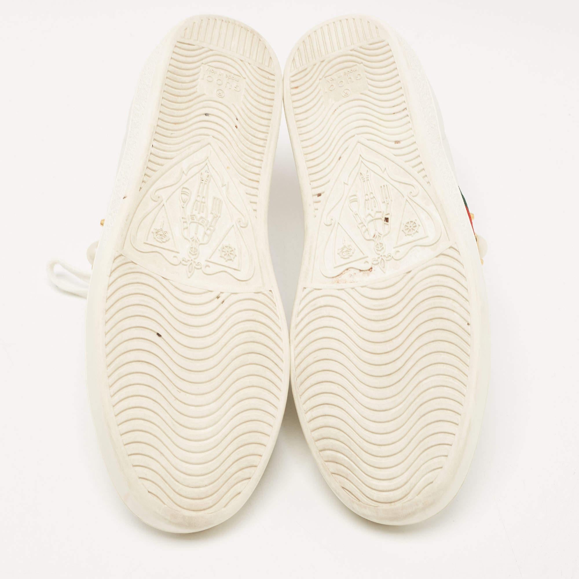 Gucci White Leather Faux Pearl Embellished Ace Sneakers Size 36.5 4