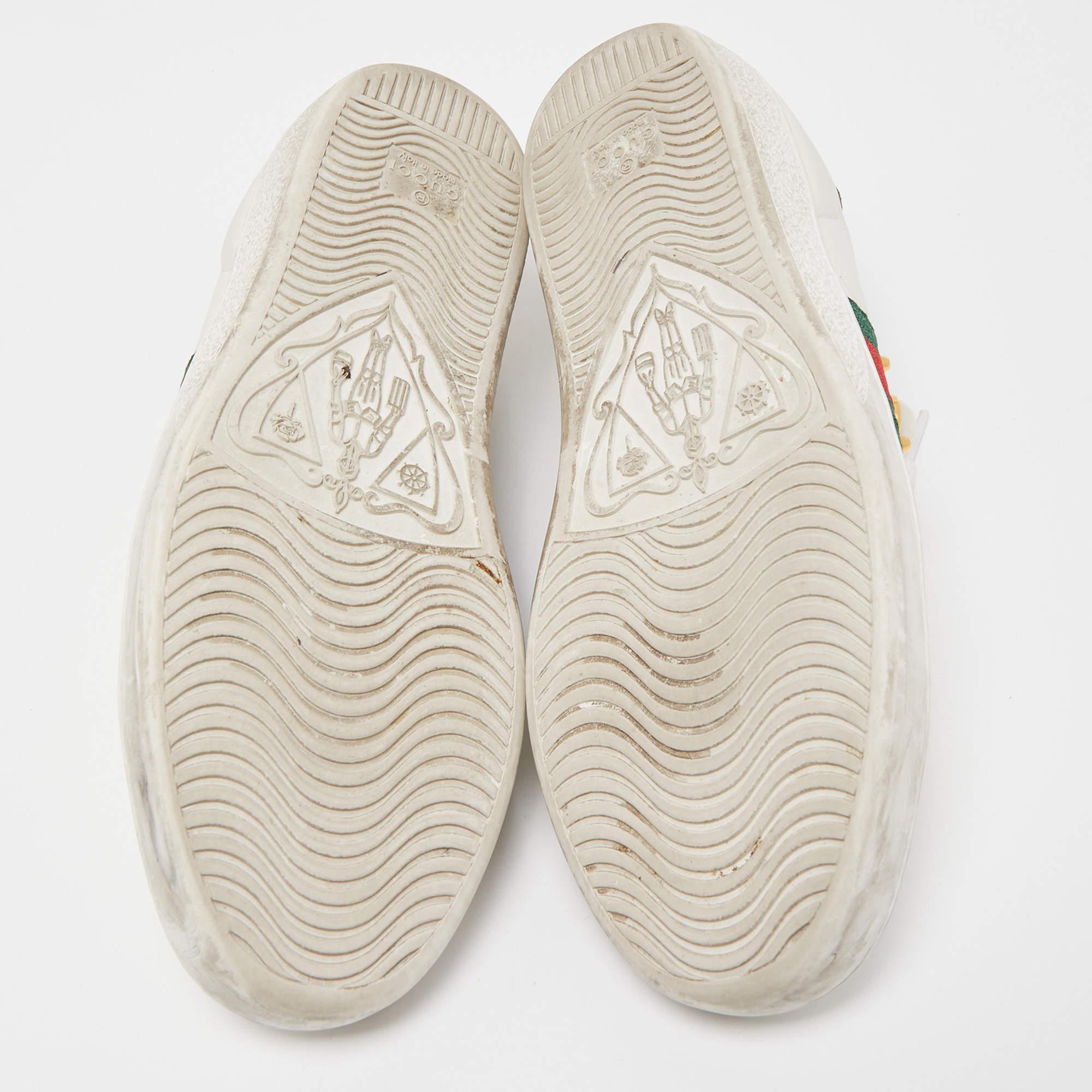Gucci White Leather Faux Pearl Embellished Ace Sneakers Size 37.5 4
