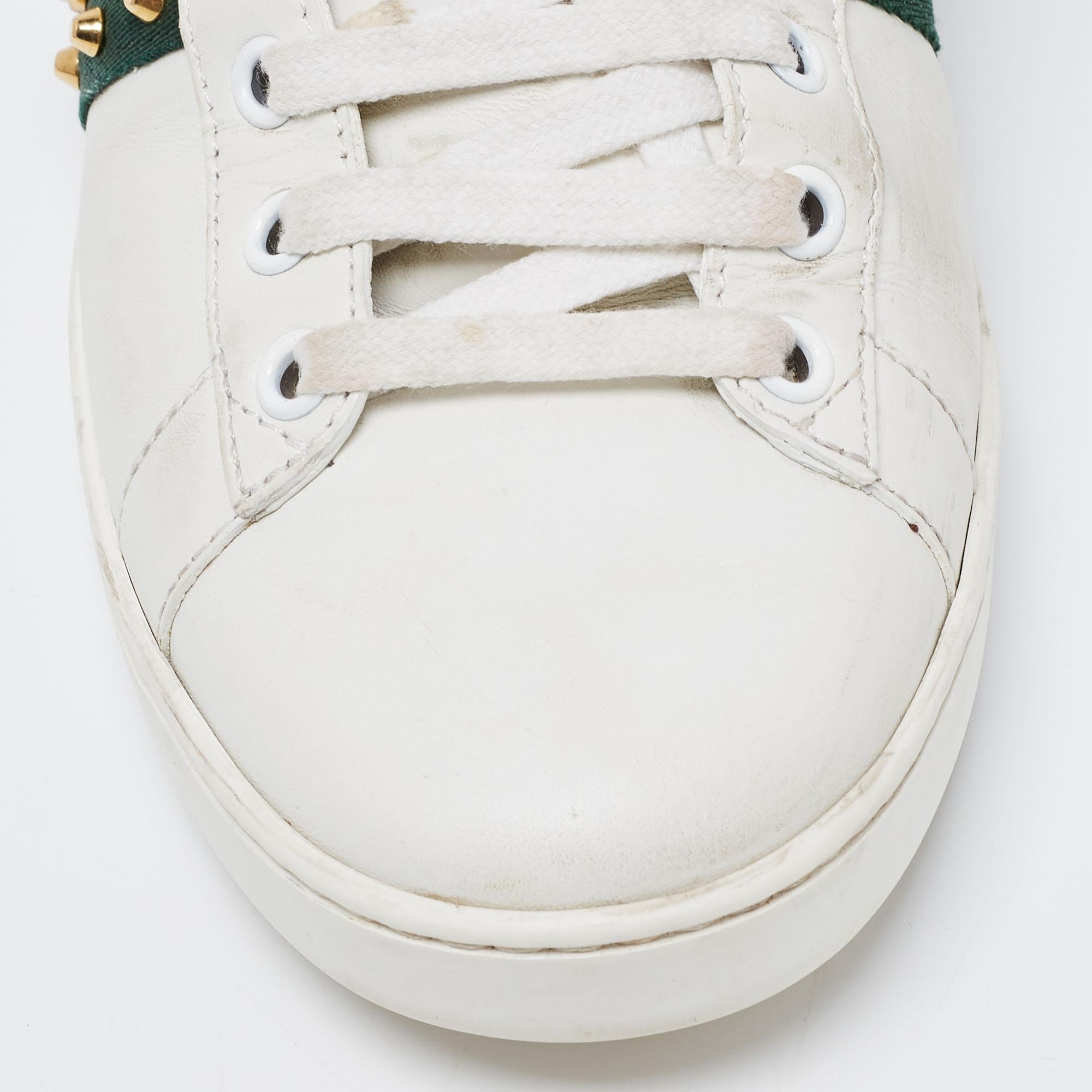 Gucci White Leather Faux Pearl Embellished Ace Sneakers Size 39 3