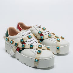 Gucci White Leather Flashtrek Chunky Sneakers Size 40