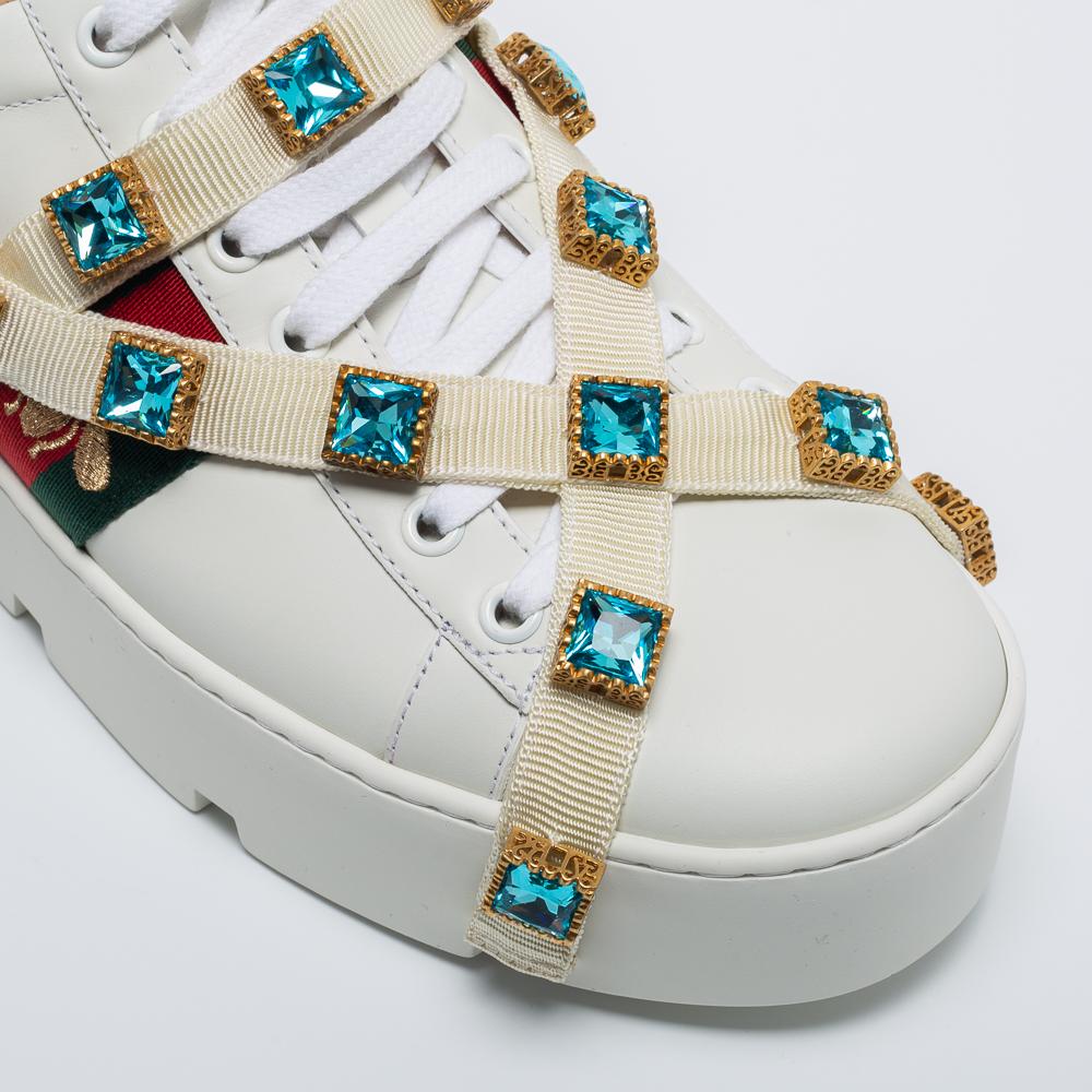 Gucci White Leather Flashtrek Chunky Sneakers Size 40 For Sale 2