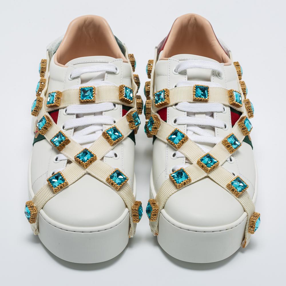 Gucci White Leather Flashtrek Chunky Sneakers Size 40 For Sale 3